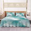 Full Bed Skirts Ruffled 2 Piece Set with Pillow Shams, Teal Marble Golden Lines Modern Ombre Abstract Luxury Ruffle Skirt Bedspread Classic Sheet with Pillowcases Bedding Sets view 2