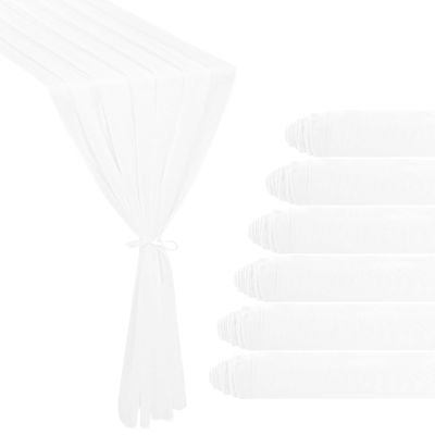 6 Pack 10Ft White Chiffon Table Runner 29x120 Inches Sheer Fabric Table Runner Romantic Wedding Runner for Thanksgiving Christmas Bridal Shower DecorationsWhite