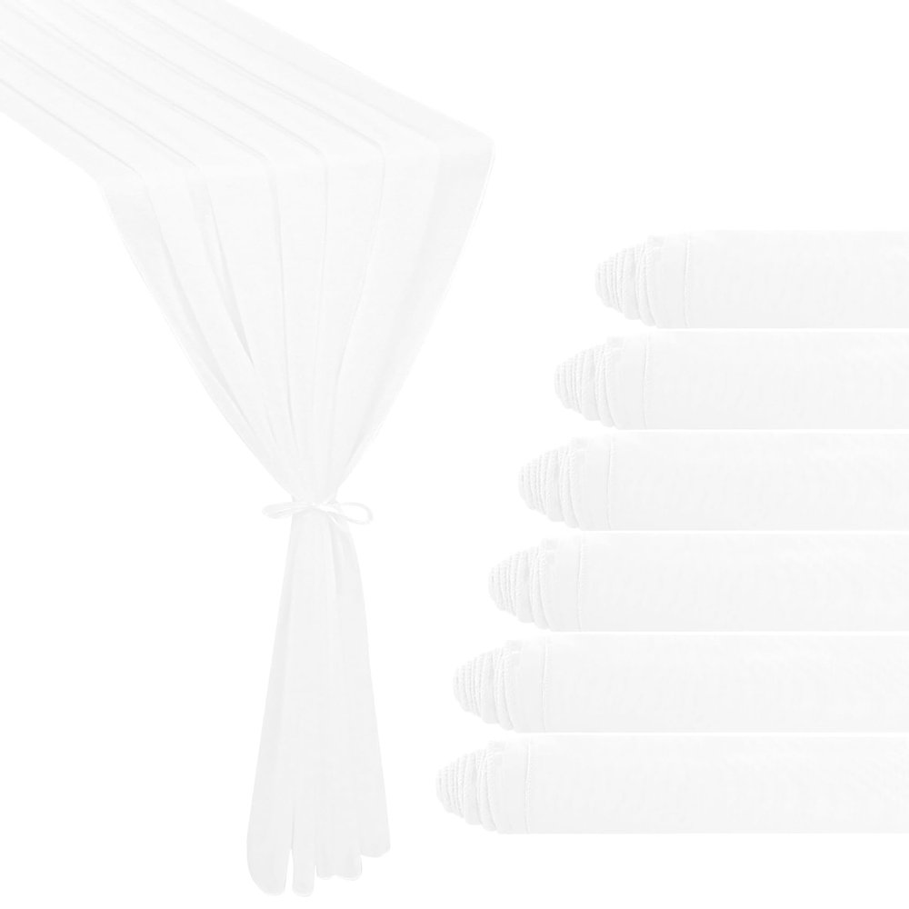 6 Pack 10Ft White Chiffon Table Runner 29x120 Inches Sheer Fabric Table Runner Romantic Wedding Runner for Thanksgiving Christmas Bridal Shower DecorationsWhite