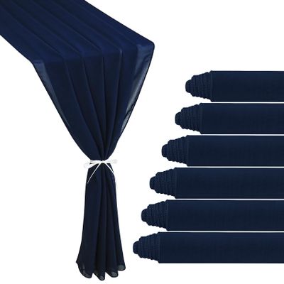 6 Pack 10Ft Navy Blue Chiffon Table Runner 29x120 Inches Sheer Fabric Table Runner Romantic Wedding Runner for Thanksgiving Christmas Bridal Shower Decorations Navy Blue