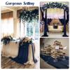 6 Pack 10Ft Navy Blue Chiffon Table Runner 29x120 Inches Sheer Fabric Table Runner Romantic Wedding Runner for Thanksgiving Christmas Bridal Shower Decorations Navy Blue view 4