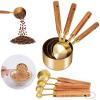 NDSWKR 8 Piece Gold Measuring Cups and Spoons Set, Fragrant Wood Handle with Metric and US Measurements, Stainless Steel Measuring Cups for Kitchen, Cooking, Baking, Dry & Liquid view 1