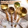 NDSWKR 8 Piece Gold Measuring Cups and Spoons Set, Fragrant Wood Handle with Metric and US Measurements, Stainless Steel Measuring Cups for Kitchen, Cooking, Baking, Dry & Liquid view 3