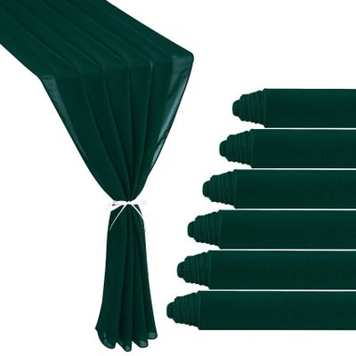 6 Pack 10Ft Emerald Green Chiffon Table Runner 29x120 Inches Sheer Fabric Table Runner Romantic Wedding Runner for Thanksgiving Christmas Bridal Shower Decorations Emerald Green