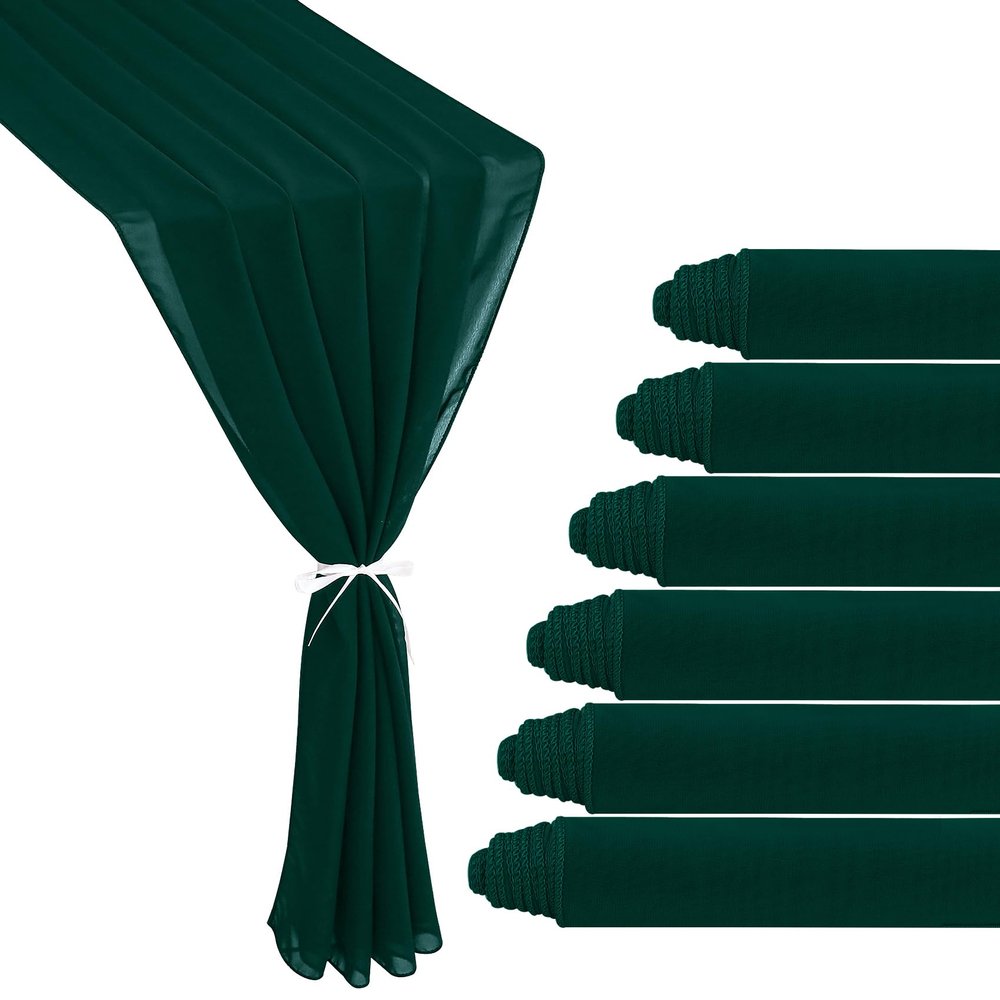 6 Pack 10Ft Emerald Green Chiffon Table Runner 29x120 Inches Sheer Fabric Table Runner Romantic Wedding Runner for Thanksgiving Christmas Bridal Shower Decorations Emerald Green
