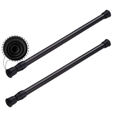 CIFIRRET 2pcs Black Tension Rod 12 to 20 Inch Expandable Spring Rods,No Drilling Rustproof Spring Small Tension Rod, Be used for Kitchen, Bookshelf, Wardrobe, Bathroom (12-20 inch, Black)