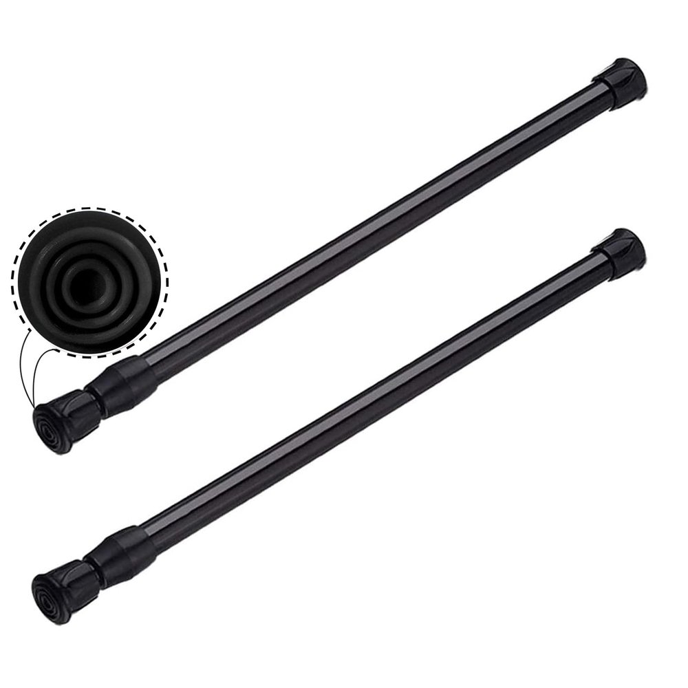 CIFIRRET 2pcs Black Tension Rod 12 to 20 Inch Expandable Spring Rods,No Drilling Rustproof Spring Small Tension Rod, Be used for Kitchen, Bookshelf, Wardrobe, Bathroom (12-20 inch, Black)