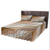 Twin Bed Skirts Ruffled 2 Piece Set with Pillow Shams, Modern Abstract Geometric Brown Gradient Luxury Ruffle Skirt Bedspread Classic Sheet with Pillowcases Bedding Sets view 1