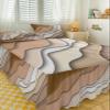 Twin Bed Skirts Ruffled 2 Piece Set with Pillow Shams, Modern Abstract Geometric Brown Gradient Luxury Ruffle Skirt Bedspread Classic Sheet with Pillowcases Bedding Sets view 3
