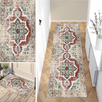 Hallway Runner Rug 2'x8'2" Boho Rug Vintage Carpet Runner Washable Non-Slip Area Rug for Living Room Bedroom Kitchen Laundry Carpet Soft Low-Pile Indoor Mat for Entryway Bedside Decor