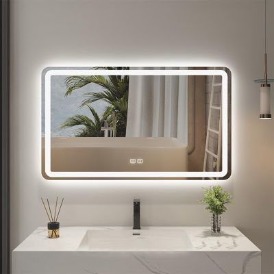 MELPHI LED Lighted Bathroom Mirror with Anti-Fog, Wall Mounted Vanity Mirror with Smart Touch Button, Framed Rectangle Mirror Wall Mounted Vanity Mirrors (Color : White Light defog, Size : 70cm)