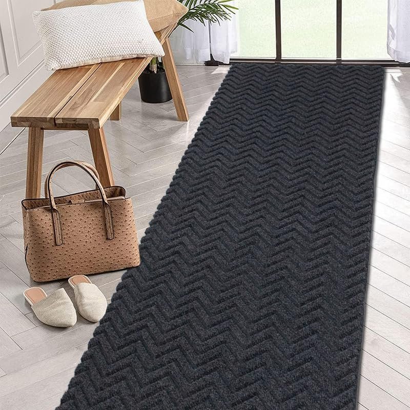 Petgrow Heavy Duty Hallway Runner Rug 3FTX68FT,Custom Size Backed Non-Slip Area Rugs Runner,Outdoor Indoor Carpet Door Mat for Floor Entryway,Kitchen Laundry Balcony Garage,Grey