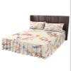 Twin Bed Skirts Ruffled 2 Piece Set with Pillow Shams, Butterfly Cherry Blossoms Pink Beige Luxury Ruffle Skirt Bedspread Classic Sheet with Pillowcases Bedding Sets view 1