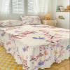 Twin Bed Skirts Ruffled 2 Piece Set with Pillow Shams, Butterfly Cherry Blossoms Pink Beige Luxury Ruffle Skirt Bedspread Classic Sheet with Pillowcases Bedding Sets view 3