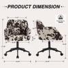 Modern Swivel Home Office Desk Chair with Wheels, Cow Print Velvet Height Adjustable Comfortable Ergonomic Upholstered Vanity Make up Chair, Cute Cowhide Computer Armchair for Living Room Home view 2