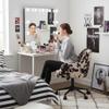 Modern Swivel Home Office Desk Chair with Wheels, Cow Print Velvet Height Adjustable Comfortable Ergonomic Upholstered Vanity Make up Chair, Cute Cowhide Computer Armchair for Living Room Home view 4