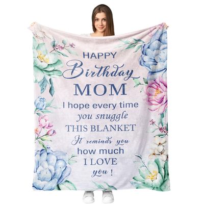 Fouca Mom Birthday Gifts from Daughter Son, Birthday Gifts for Mom, Happy Birthday Mom Throw Blanket 50''x60''