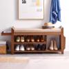 KAMPCO Entryway Storage Bench with Cushioned Seat Shoe Rack, Wooden Shoe Bench Rack for Closet, Entryway, Hallway, Bedroom, Living Room view 3