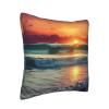AdaNti Sunset Seaside Print Corduroy Throw Pillow Covers Soft Square Throw Pillow Case Home Decorations for Bed Sofa Living Room 16"x16" view 2