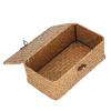 LSFYYDS Seagrass Storage Basket, Woven Basket Grocery Basket Ideal Food Basket Storage Rectangular Basket with Lid Hand Desktop Organizer Cover, Food Basket for Picnic Laundry Farmhouse Home(L) view 2