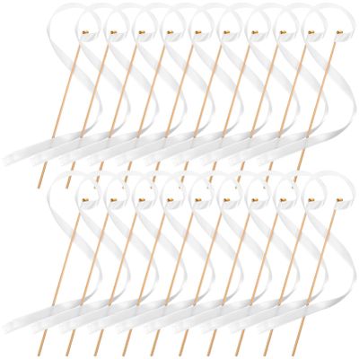 ABOOFAN 30pcs Elegant Fairy Ribbons Bells for Wedding and Birthday Decorations White Streamers for Party Favors Beautifully Crafted Wands for Festive Events