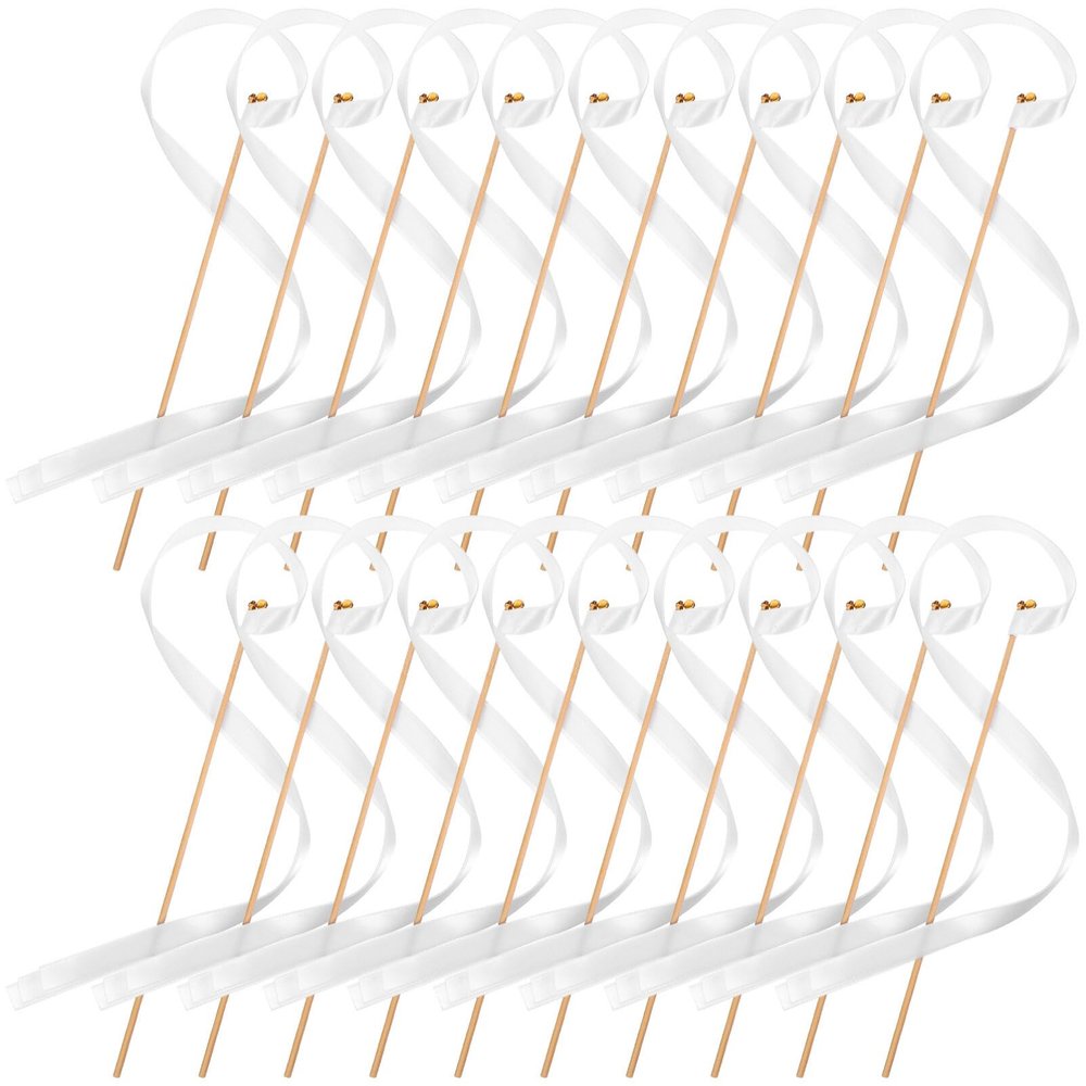 ABOOFAN 30pcs Elegant Fairy Ribbons Bells for Wedding and Birthday Decorations White Streamers for Party Favors Beautifully Crafted Wands for Festive Events