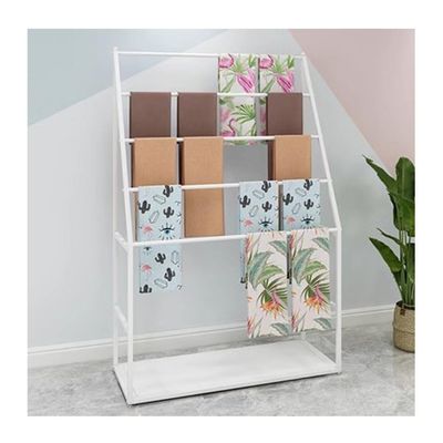 GRRICEPL Floor Mounted Scarf Hanger, Metal Closet Display Stand Organizer, Ties Scarf Rack Shawls Purse Shelf for Clothing Retail (Color : White, Size : 120x42x150cm)