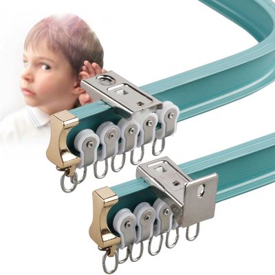 V3VOGUE Curtain Tracks Bendable Cuttable - Trapezoidal L/U-Shaped Curved Rail, Rollers Guide Slides, Ceiling Or Wall Mount Curtain Tracks Set for Shower Room Divider Bay Window