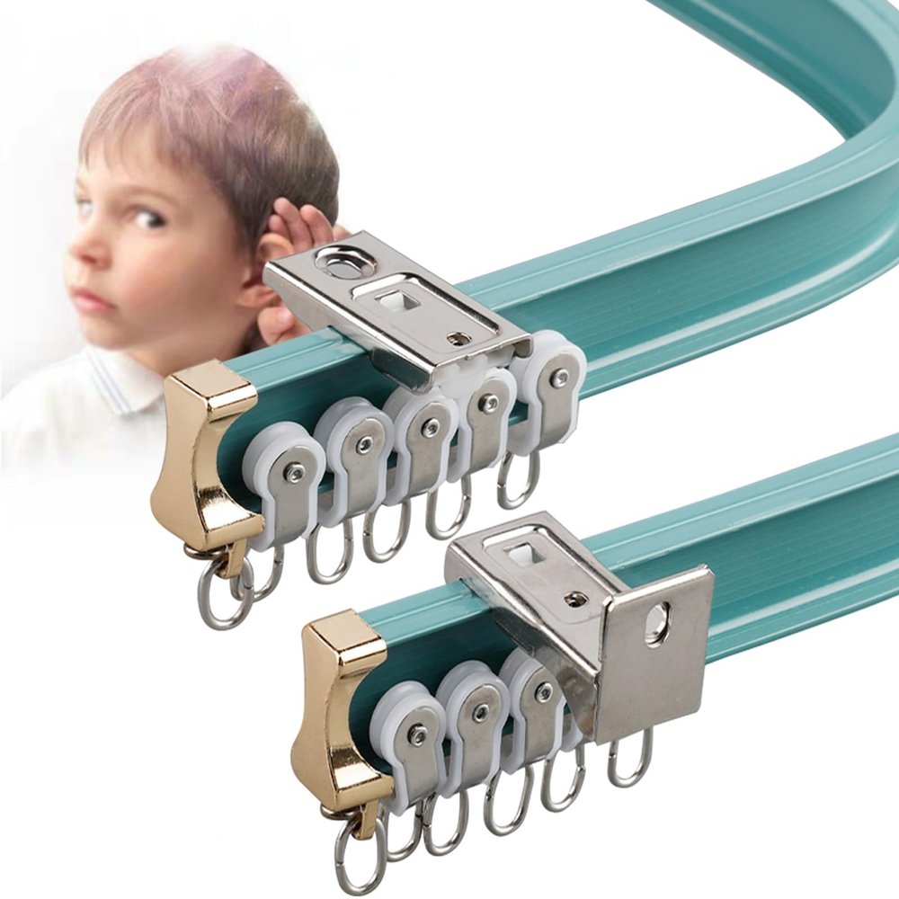 V3VOGUE Curtain Tracks Bendable Cuttable - Trapezoidal L/U-Shaped Curved Rail, Rollers Guide Slides, Ceiling Or Wall Mount Curtain Tracks Set for Shower Room Divider Bay Window