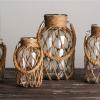 BEIJIALY Rope Net Dry Flower Glass Vase, Rustic Glass Flower Vase with Rope Net, Decorative Dry Flower Glass Vase with Handle Floral Container for Farmhouse Decor(Style 3) view 4