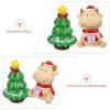 ABOOFAN 5pcs Mini Resin Christmas Figurines Xmas Ornaments Xmas Ox Christmas Tree for Home Tabletop Decor Lifelike Holiday Decorations view 2