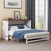 Full Size Solid Pine Murphy Bed Chest with Charging Station and Large Storage Drawe,Folding Feature Perfect for Home Office or Small Room. view 4