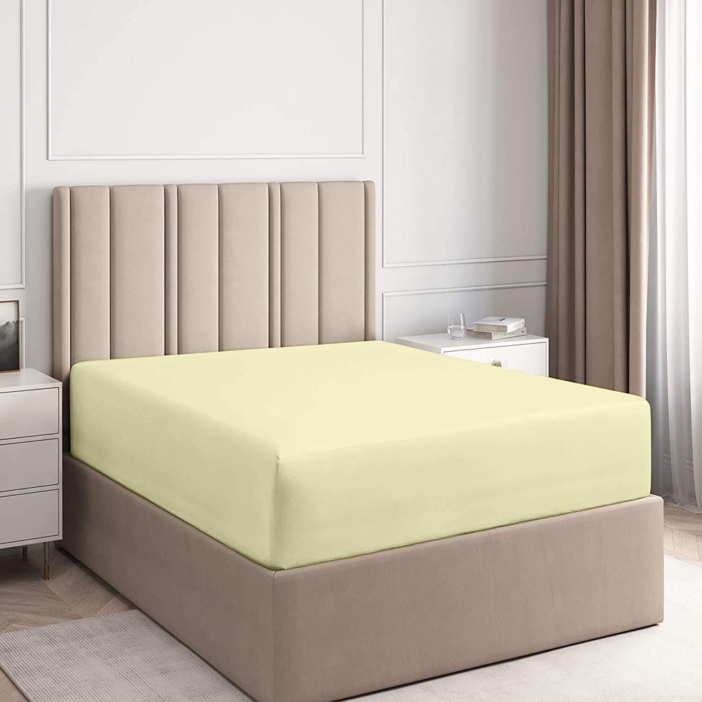 Califronia King Size Fitted Sheet Only 72 x 84 Inches 18 Inch Deep Pocket 100% Egyptian Cotton 1 Piece Fitted Sheet Only All Around Elastic Wrinkle and Fade Resistant - Ivory