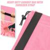 Isink Heavy Duty Laundry Bag with Strap,2 Pack Travel Laundry Bags for Dirty Clothes,24" x 36" Large Laundry Bag for Traveling,Camping,Dorm (Cyan + Pink) view 2