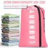 Isink Heavy Duty Laundry Bag with Strap,2 Pack Travel Laundry Bags for Dirty Clothes,24" x 36" Large Laundry Bag for Traveling,Camping,Dorm (Cyan + Pink) view 4