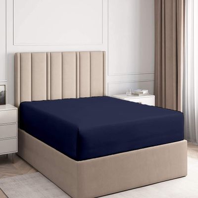 Califronia King Size Fitted Sheet Only 72 x 84 Inches 24 Inch Deep Pocket 100% Egyptian Cotton 1 Piece Fitted Sheet Only All Around Elastic Wrinkle and Fade Resistant - Navy Blue