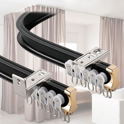 V3VOGUE Curtain Track U-Type L-Type Aluminium Curtain Rail - Bendable Curtain Rail Ceiling Or Wall Mount, Curved Track Slide Rail with Quiet Rollers, for Bay Window Shower Room Divider