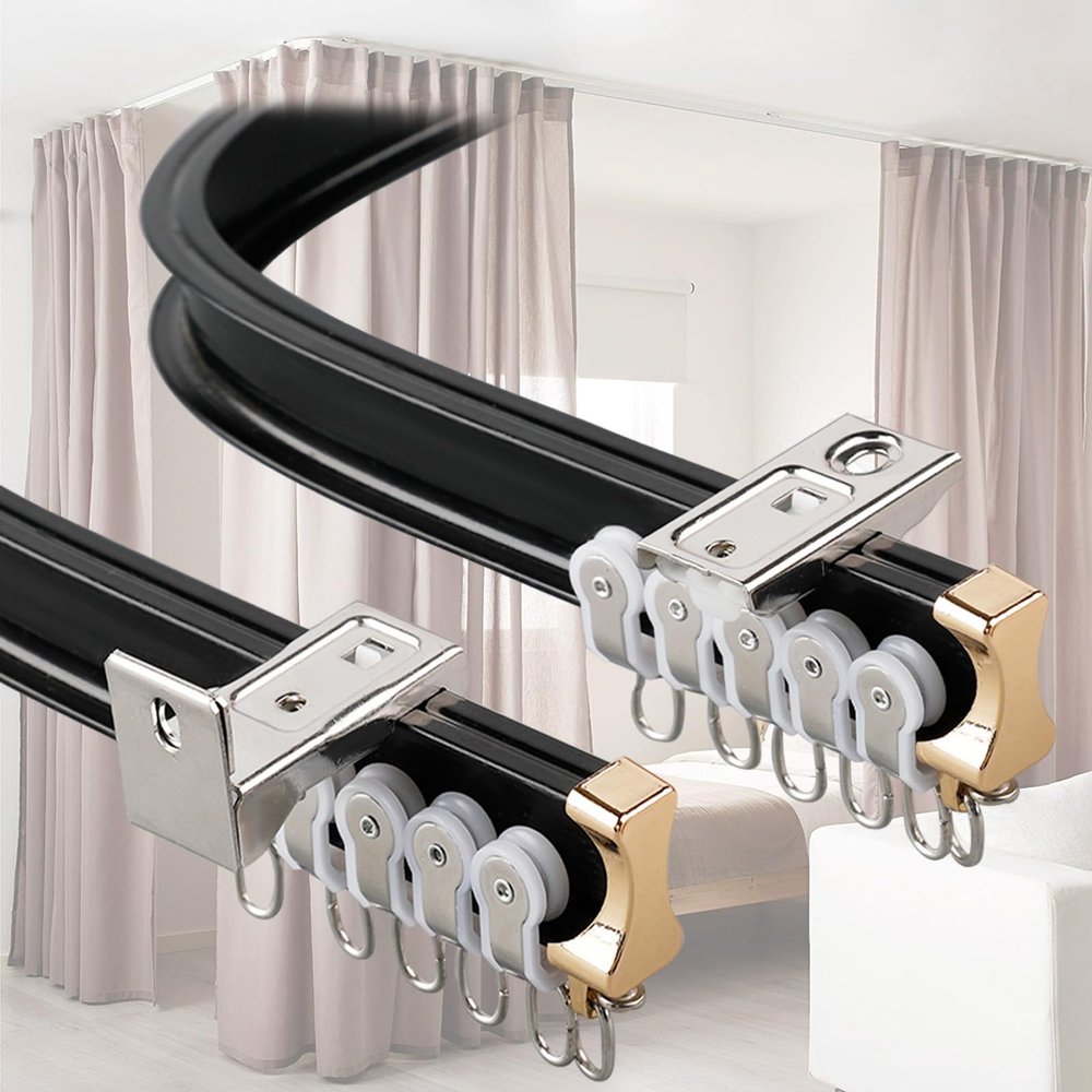V3VOGUE Curtain Track U-Type L-Type Aluminium Curtain Rail - Bendable Curtain Rail Ceiling Or Wall Mount, Curved Track Slide Rail with Quiet Rollers, for Bay Window Shower Room Divider