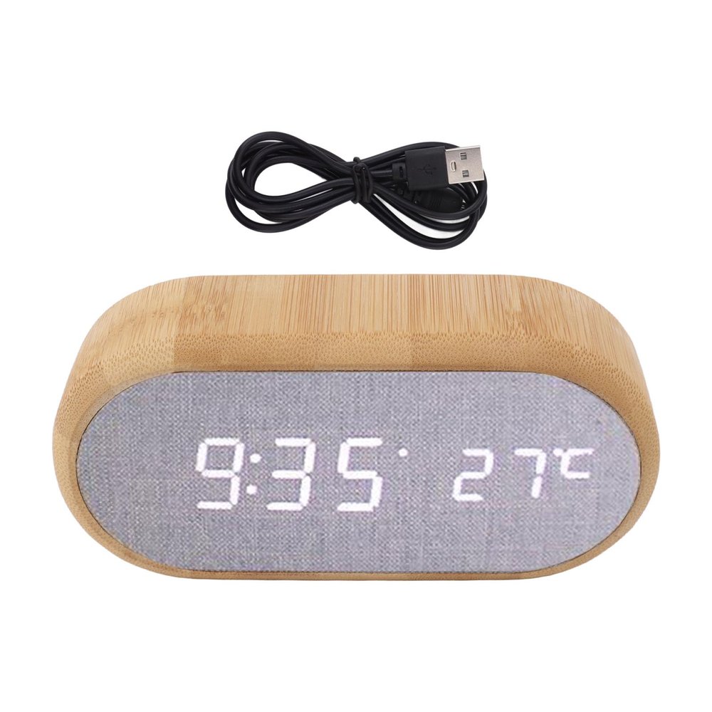 LSFYYDS Wooden Alarm Clock, Voice Control Digital Alarm Clock LED Clock Display Multifunctional Electronic Light USB Charging, Small Modern Desk Clock for Kids Adults Office Bedroom Home Decor