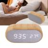 LSFYYDS Wooden Alarm Clock, Voice Control Digital Alarm Clock LED Clock Display Multifunctional Electronic Light USB Charging, Small Modern Desk Clock for Kids Adults Office Bedroom Home Decor view 2