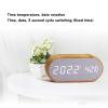 LSFYYDS Wooden Alarm Clock, Voice Control Digital Alarm Clock LED Clock Display Multifunctional Electronic Light USB Charging, Small Modern Desk Clock for Kids Adults Office Bedroom Home Decor view 4