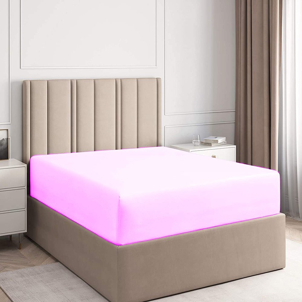 Califronia King Size Fitted Sheet Only 72 x 84 Inches 6 Inch Deep Pocket 100% Egyptian Cotton 1 Piece Fitted Sheet Only All Around Elastic Wrinkle and Fade Resistant - Pink