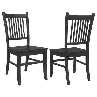Coaster Home Furnishings - Marbrisa - Asian Hardwood - Set of 2 Wood Dining Side Chairs with Tall Slatted Backs, Scooped Seats and Mission-Style Design - Dining Room and Kitchen - Matte Black - 123072