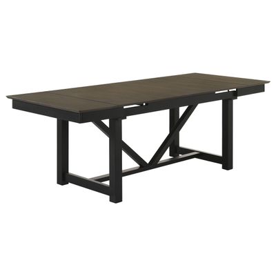 Coaster Home Furnishings - Malia - Wood - Extension Dining Table with Trestle Base and Pop-Up Leaf - Home Kitchen - 87-Inch - Oak - 122341