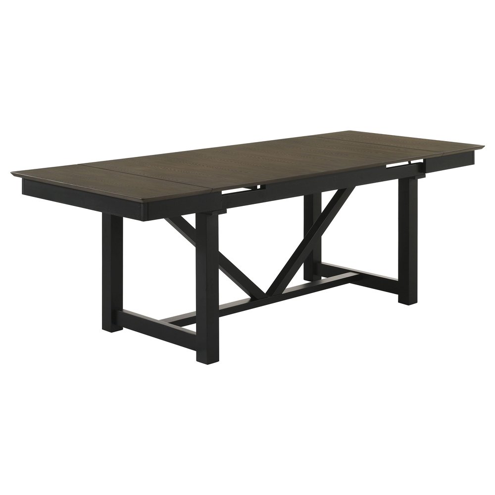 Coaster Home Furnishings - Malia - Wood - Extension Dining Table with Trestle Base and Pop-Up Leaf - Home Kitchen - 87-Inch - Oak - 122341