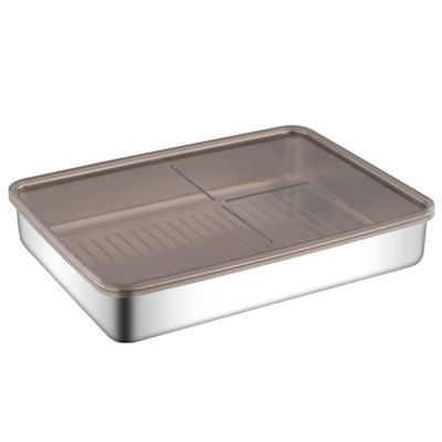 Bacon Container for Refrigerator Stainless Steel Airtight Deli Meat Storage Containers for Fridge Dishwasher Safe Long Kitchen Food Storage Containers with Lids XL