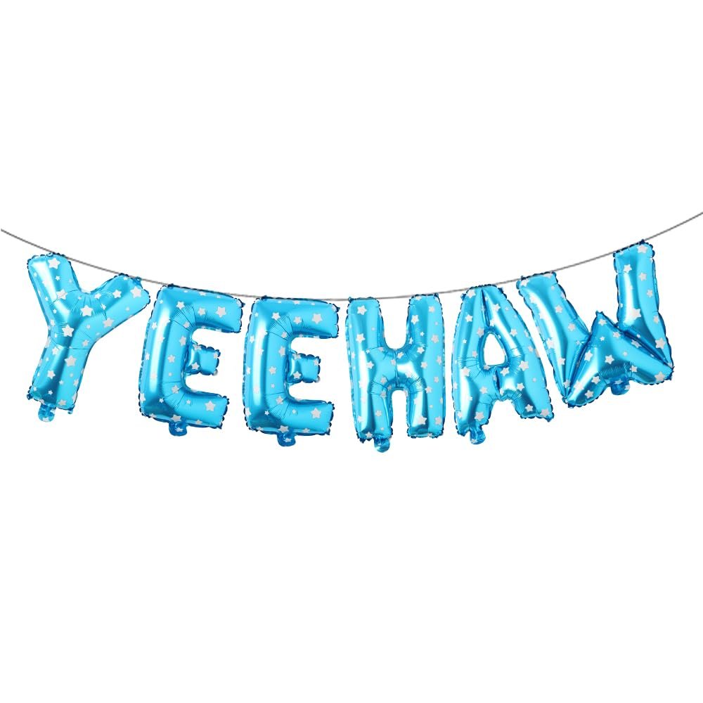 Yeehaw Balloons First Rodeo Birthday Party Decorations Boy Cowboy girl Balloon Wild West Western Birthday Party Decor Yeehaw Its My Birthday Baby Shower Balloons (YEEHAW Blue Star)