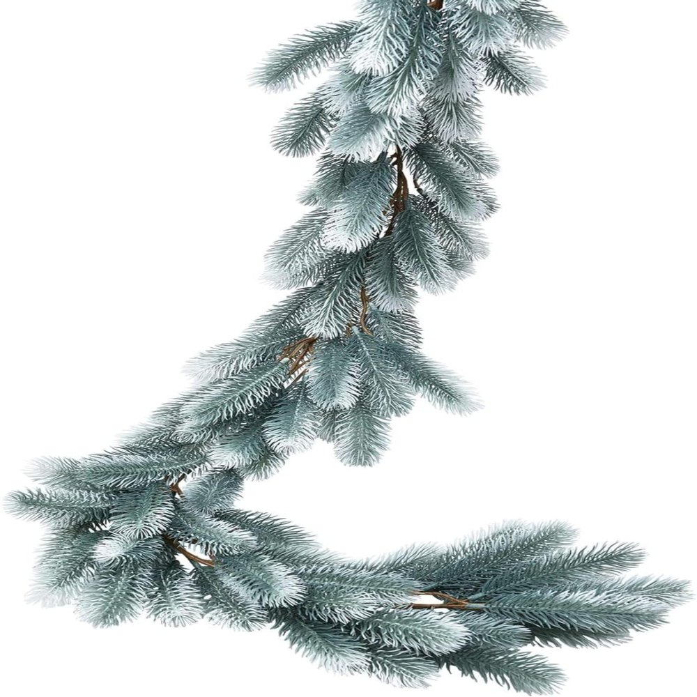 hpus Christmas Leaves, Christmas Rattans, Mock Christmas Vines, Leaf Pine Needles, Christmas Decorations, Festive Scene Decorations 1.9mPEfrostwhite