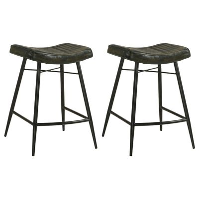 Coaster Home Furnishings Bayu Leather Upholstered Counter Stool Espresso 109258 (Set of 2)
