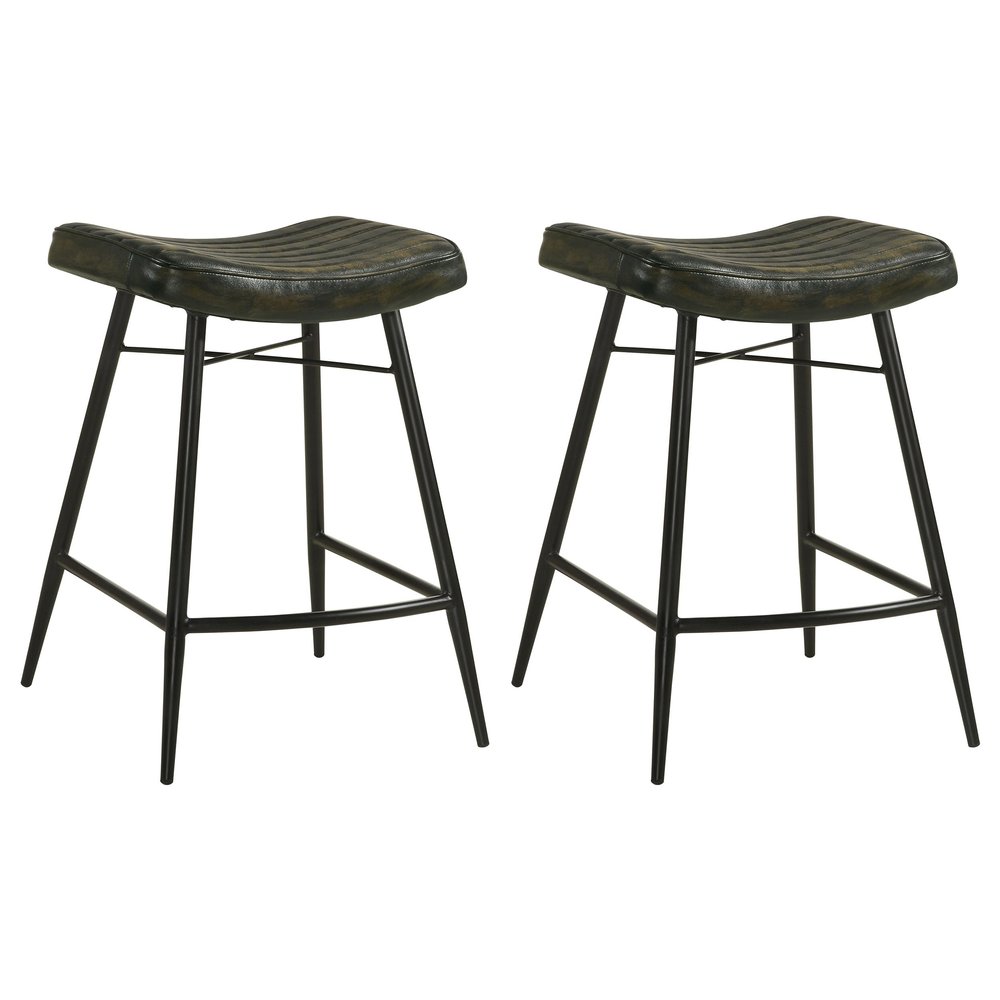 Coaster Home Furnishings Bayu Leather Upholstered Counter Stool Espresso 109258 (Set of 2)